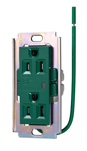 明工社　ML医用接地埋込ダブルコンセント(B形)Sタイプ　通電表示ランプ付　緑　ML1272T45M